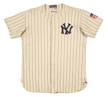 1942 Joe DiMaggio Game Used and Signed New York Yankees Home Flannel Jersey (MEARS) With Photo Match